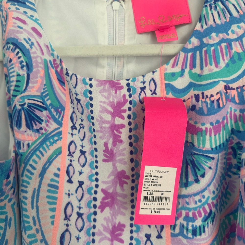 Lilly Pulitzer Sleeveless Printed Shift Dress - Blue, Pink, White - Picture 6 of 8
